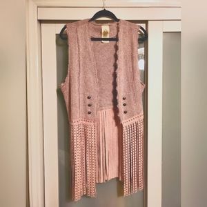 Vocal WOMEN'S MAUVE STUDDED FRINGE VEST - XL - EUC